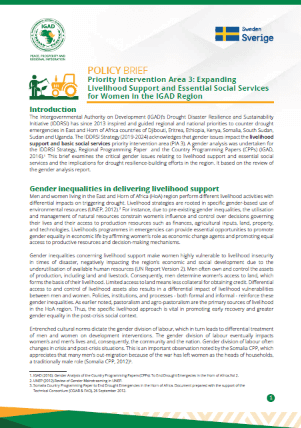 Gender and Resilience Policy Brief – Expanding livelihood support and essential social services for women in the IGAD region