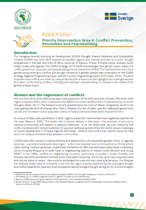 Gender and Resilience Policy Brief – Conflict Prevention, Resolution and Peace Building